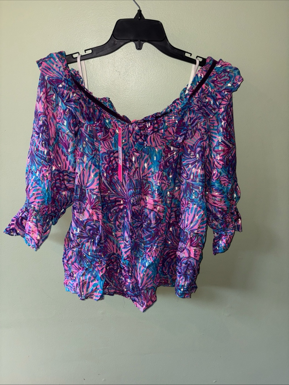 NEW Lilly Pulitzer CEECEE TOP Turquoise Oasis Shelleidoscope Pink Gold XL